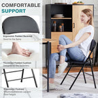 DUMOS 4 Pack PU Leather Padded Folding Chair, Indoor Outdoor Portable Stackable Seat with Steel Frame, for Home, Office, Party, Dining, Black