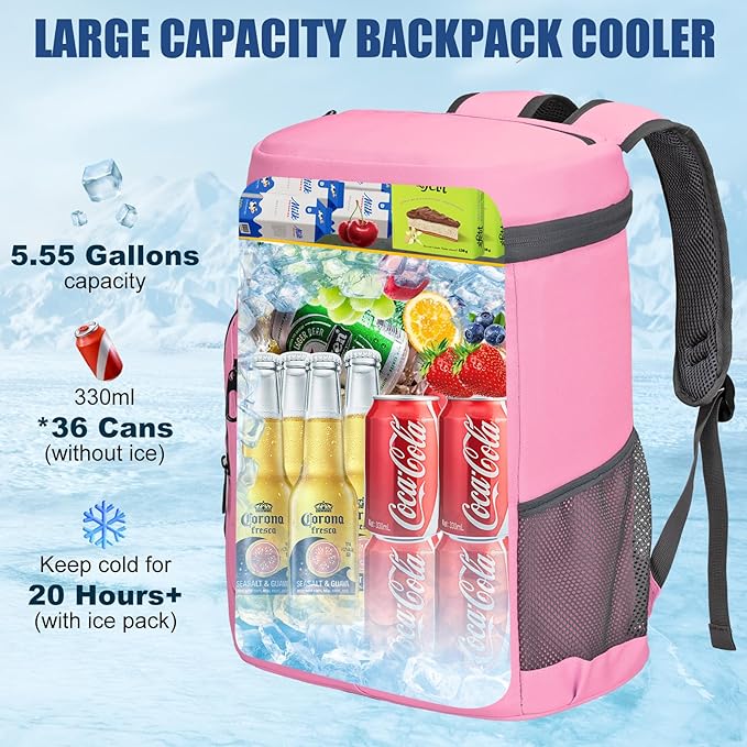 Backpack Cooler Insulated Leak Proof for Men Wowen 36 Cans Soft Cooler Backpack Insulated Waterproof Large Capacity Coolers Bag Portable for Lunch Camping Travel Picnic Hiking