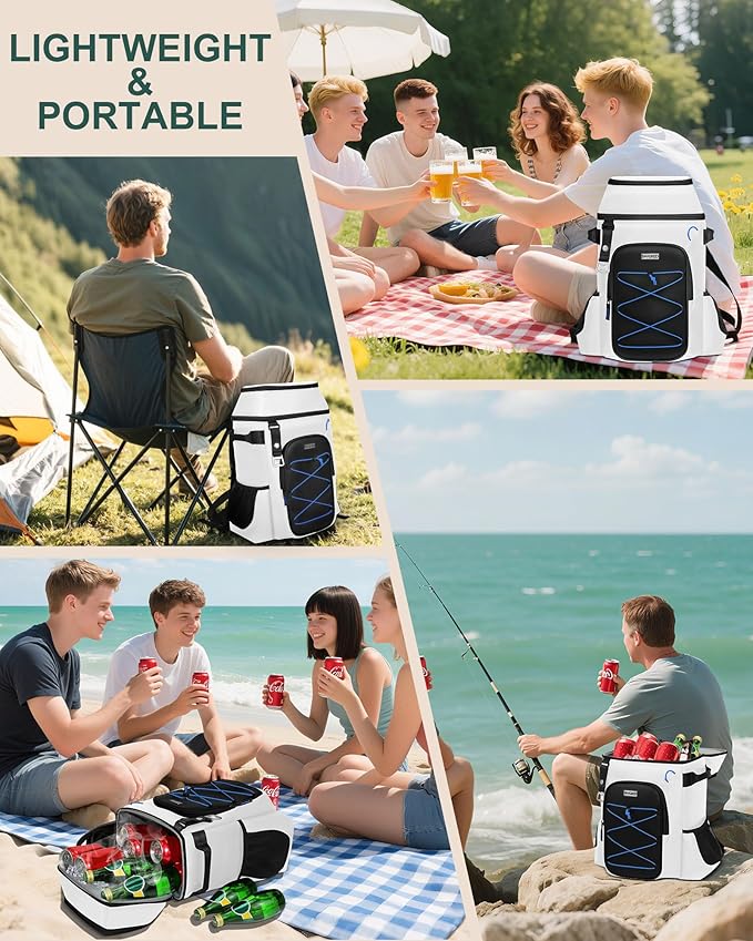 Cooler Backpack Insulated Leak Proof 30 Cans for Men Women,Waterproof Soft Cooler Bag，Lightweight Ice Chest Lunch Backpack for Beach Camping Picnic Travel Worksite Fishing