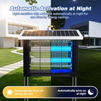 Solar Bug Zapper Outdoor for 2000 sq.ft, Portable Solar Mosquito Zapper with 13 FT Extension Cord, Rechargeable Electric Bug Zapper with High Powered for Patio Garden Backyard RV Camping Pest Control