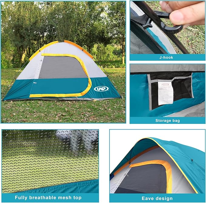 Camping Tent 2-4 Person, Waterproof Windproof Tent with Rainfly Easy Set up-Portable Dome Tents for Camping…