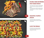 GGC Reversible Cast Iron Griddle, Double-sided Griddle Pan for Stove Tops, Gas Grills and Outdoor Cooking, 16.5 x 9.5 Baking Flat and Ribbed Griddle Plate