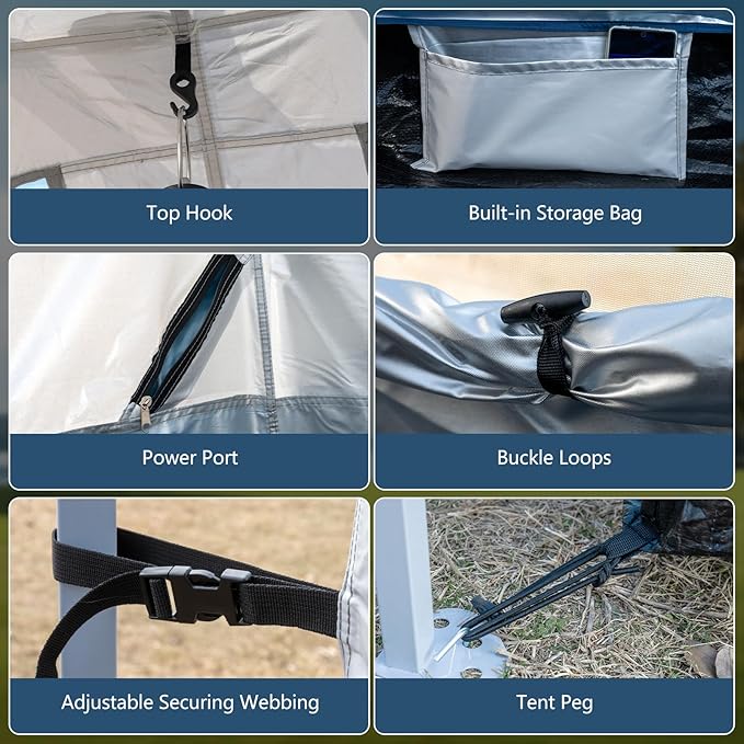 Camping Cube, Canopy Inner Tent for 10' x 10' Straight Leg Pop Up Canopy, Converts Canopy into Enclosed Camping Tent, Fully Vented Roof, Easy Setup, 4-6 Person (Frame & Top Not Included)