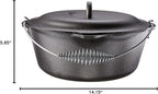 Lodge 7 Quart Pre-Seasoned Cast Iron Dutch Oven with Lid - Wire Bail Handle for Easy Transfer from Cooking Surface to Table - Use in the Oven, on the Stove, on the Grill or over the Campfire - Black