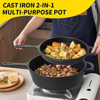 Vivicreate 2 in 1 Cast Iron Dutch Oven Pot with Skillet Lid Pre Seasoned Multi Cooker for Baking Frying Roasting Camping Compatible with All Stoves olla de hierro fundido sartén