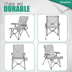 SUNNYFEEL Folding Camping Chair Heavy Duty Ergonomic Chairs Support 500lbs with Adjustable Breathable High Back Support and Cup Holder, Aluminum Frame for Fishing, Camp, Beach, Lawn, RV, Patio