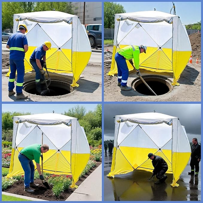 Pop Up Work Tent Instant Tool-Free Setup Portable Shelter for Outdoor Worksite, Construction, Gardening,Roadside Repairs,Emergency Shelter- Waterproof & UV Resistant Canopy 6ft x 6ft x 6.6ft
