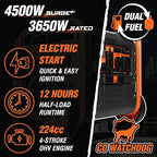 WEN DG4500iX 4500-Watt RV and Transfer-Switch-Ready Dual Fuel Open Frame Inverter Generator with Electric Start and CO Watchdog