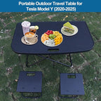 Tesla Model Y Dedicated Camping Table Set with 2 Collapsible Stools Premium Outdoor Folding Table for Outdoor Adventures Beach BBQ Picnics and Road Trips Compatible with Model Y Only Fits the 5 Seater