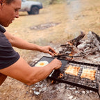 24" Heavy Duty Folding Campfire Grill, Food-Safe Cooking Surface, Compact Folding Design, Portable Grill Grate & Griddle for Campfire Cooking, Australian Designed & Owned