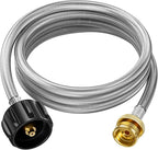 Propane Hose Adapter, 8 FT Braided Hose for Coleman Stoves, Charbroil Portable Grill, Blackstone 17" 22" Tabletop Griddles, Weber Q Grills, Buddy Heater - Converts 1 lb to 20 lb Tanks