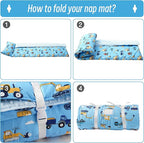 Bunnikins & Clover Toddler Nap Mat with Removable Pillow, Nap Mats for Preschool, Easy Clean Toddler Nap Pad for Kindergarten, Kids Sleeping Bag for Travel Camping