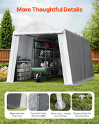 VEVOR Outdoor Storage Shed, 8 x 14 ft Portable Storage Tent with Roll-up Door & Vents, Waterproof Canopy Shed Shelter, Heavy Duty Frame, Patio Garage Carport for Motorcycle, Lawn Mower, Bike, Grey