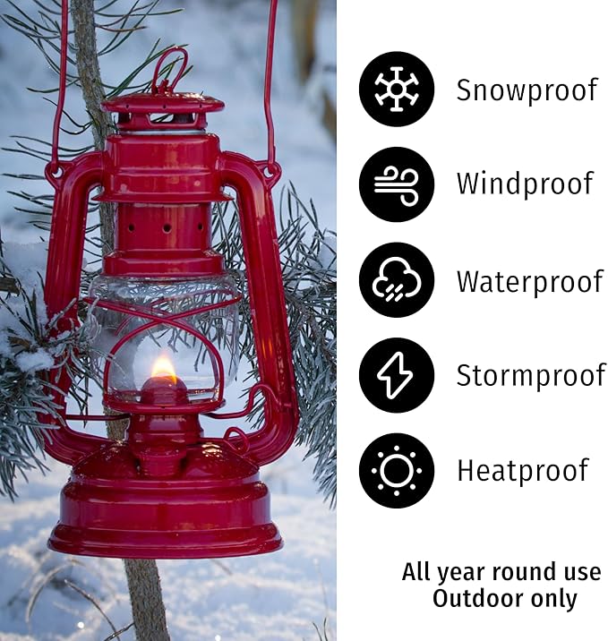 Feuerhand Outdoor Kerosene Fuel Lantern, German Made Weather Resistant Baby Special 276 Galvanized Hurricane Lamp for Camping or Patio, 10 Inches, Unpainted