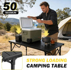 50" Large Folding Camping Table with Adjustable Hight Legs for 2-6 People - Heavy Duty Foldable Camp Table with Roll-Up Aluminum Picnic Table, Portable Outdoor Table for Cooking,Beach,BBQ,Party