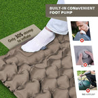 Ultralight Air Pad: 1.9lbs Camping Mattress with Pillow & Foot Pump - 4" Thick with One-Second Deflation for Easy Backpacking