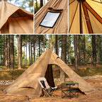 Hot Tent with Stove Jack Onefires Large Teepee Tent for Outdoor Family Camping 4-8 Person | with Stove Jack, Large, for Family Camping