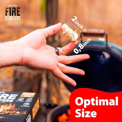 400 pcs Fire Starter - Natural Fire Starters for Campfires, Fire Pit, Pizza Oven, Fireplace, Smoker, BBQ, Pellet Stove & Wood - Fire Starters for Grill, Charcoal Starter