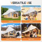 SPECRAFT Canvas Bell Yurt Tents & Inflatable Tent for Camping, Waterproof Glamping Tent with Stove Jack, Breathable Mesh, Snowproofing Spacious 4-Season Family Shelter for Outdoor, Camping, Parties