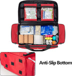 Trunab Emergency Responder Trauma Bag Empty, Professional First Aid Kits Storage Medical Bag with Inner Dividers and No-Scratch Bottom, Ideal for EMT, EMS, Paramedics, Red, BAG ONLY