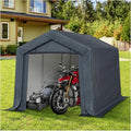 MFSTUDIO 8x12 Storage Sheds, Outdoor Shades Portable Storage Shelter Garage with Rolled up Zipper Doors, Heavy Duty Garages Carport Tent for Motorcycle, Bicycles and Outdoor Tools