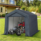 MFSTUDIO 8x12 Storage Sheds, Outdoor Shades Portable Storage Shelter Garage with Rolled up Zipper Doors, Heavy Duty Garages Carport Tent for Motorcycle, Bicycles and Outdoor Tools