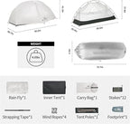 Naturehike Mongar Pro 1/2/3 Person Backpacking Tent,Waterproof Nylon Easy Setup Lightweight Camping Tent