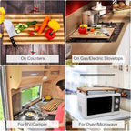 Bamboo Stovetop Cover&Countertop Cutting Board with Adjustable Legs, 21.14 x 11.42 inches Dual-purpose Chopping Board for Electric Stove Burner, Workspace Block Cover for RV Camping Camper Gas