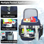MIER Large Lunch Box for Men Women Adult Insulated Soft Sided Cooler 24 Can Leakproof Lunch Bag Collapsible for Work Travel Camping Beach, 15L (Blue-No Luggage Strap)
