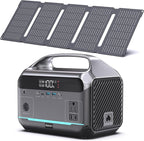 DARAN Portable Power Station with 60W Solar Panel, 288Wh (90,000mAh) LiFePO4 Battery, 350W (600W Peak) Mini Solar Generator, 2.1Hrs Fast Charing, 7-Port Design with AC Outlet for Emergency, Hurricane