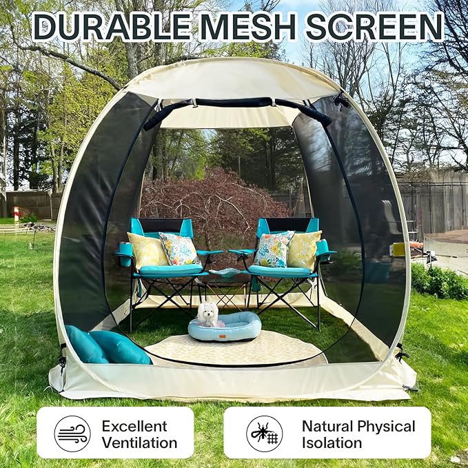 Alvantor Pop Up Screen House Gazebo with Mosquito Netting, Instant UV Resistant Sun Shelter for Patio & Backyard, Portable Canopy Tent for 2-10 Person