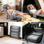 Garvee 79" Portable Folding Bed with Cushion and Pillow, Camping Cot for Adults with Supports 500 Lbs, Lightweight Tent Cot for Patio Beach Indoor Outdoor, Grey