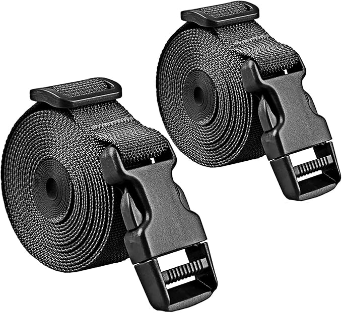 Premium Utility Straps with Quick Release Buckle Adjustable Heavy Duty Long Nylon Tie Down Straps Lashing Straps for Backpack Tactical Camping Gear Sleeping Bag Mattress(Black 2Pcs/13ft)