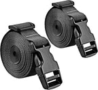Premium Utility Straps with Quick Release Buckle Adjustable Heavy Duty Long Nylon Tie Down Straps Lashing Straps for Backpack Tactical Camping Gear Sleeping Bag Mattress(Black 2Pcs/13ft)