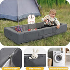 ENITYA Toddler Travel Bed – Portable Foldable Soft Foam Floor Bed for Kids 1–4yr, No Assembly, Washable Cover, Built-in Safety Rails, Compact for Travel & Home Use, Light Grey