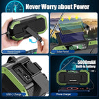 Hand Crank Solar Power Emergency Radio with Waterproof Bluetooth Speaker,Portable AM FM NOAA Weather Radio,5000mAh/18500mWh Rechargeable, Phone Charger,Flashlight,SOS,Survival Storm Camping