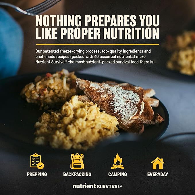 Homestyle Scramble Eggs High Protein Meal (10 Servings) Freeze Dried Prepper Supplies & Emergency Food Supply, 40 Essential Nutrients, Shelf Stable Up to 25 Years, One Can