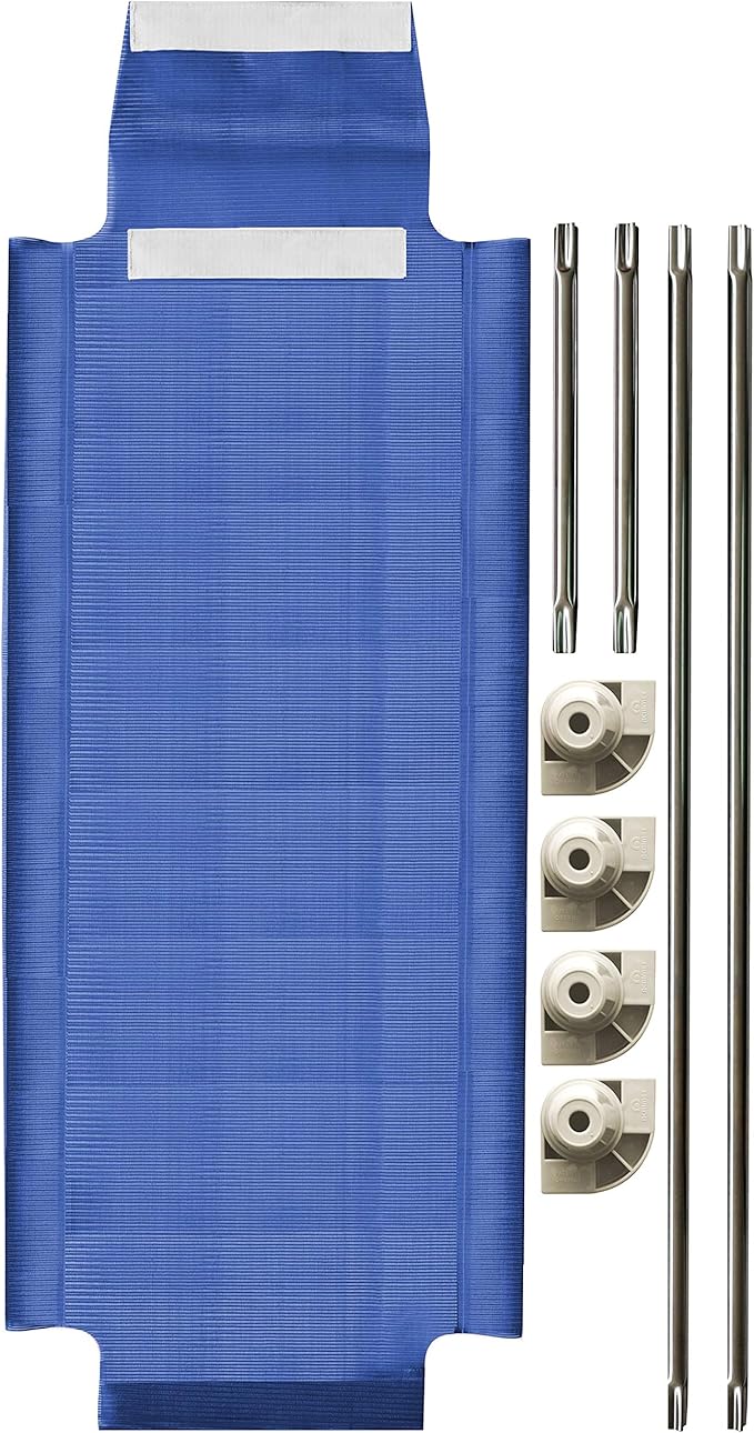 Acrimet Nap Cot for Kids, Portable Toddler Child Bed, Stackable, 52" L (Stainless Steel Tubes) (Blue Breathable Mesh Fabric - Gray Feet) (1 Pack)