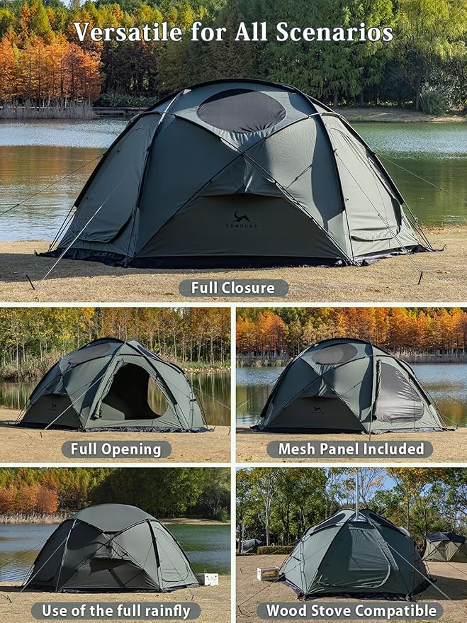 TOMOUNT Dome Hot Tent with Stove Jack 4 Person Backpacking Tent for 4 Season Waterproof Glamping Hiking