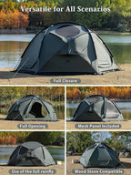TOMOUNT Dome Hot Tent with Stove Jack 4 Person Backpacking Tent for 4 Season Waterproof Glamping Hiking