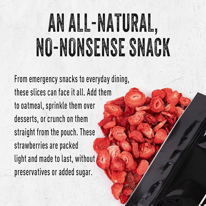 Ready Hour Sliced Strawberries Case Pack (32 Servings), Freeze-Dried Non-GMO Fruit, Survival and Camping Snacks, Healthy Emergency Shelf Stable Prepper Food