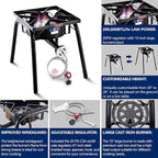 ARC 200,000BTU Propane Outdoor Burner Camp Stove Gas Burner,with Removable Legs,Ideal for Woks, Skillets and Pots