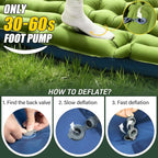 Double Sleeping Pad - Self Inflating 4" Extra-Thick for 2 Person with Pillow Built-in Foot Pump Inflatable Sleeping Mat for Backpacking, Hiking, Traveling, Tent, Portable Camping Mat