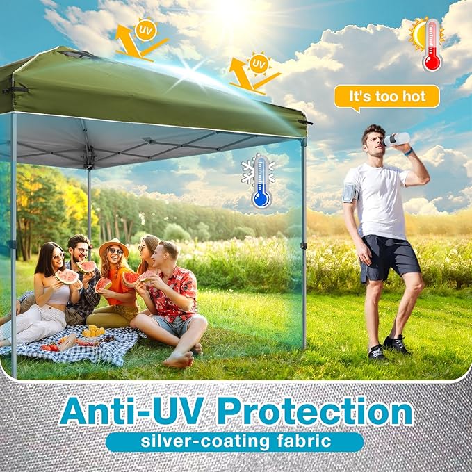 10x10 Canopy Replacement Top Cover with Air Vents for ez up Pop up Canopy Gazebo Tent with Adjustable Straps, Waterproof & Anti-UV for Outdoor Shade (Frame Not Included) (Army Green)