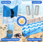 Zeraty Beach Cabana 8'×8', Portable Beach Canopy with Side Wall, Easy Pop Up UPF 50+ Silver-Coated Beach Tent Sun Shelter, Wind Resistant Adjustable Height Beach Umbrella Tent for Family, Sky Blue