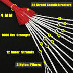 VVAAGG 1000 Red Paracord 200FT Utility Parachute Cord 4mm Nylon String12 Strand Nylon Camping Rope, Tent Rope, Clothsline Rope for Survival & Camping Gear (Red, 200FT)