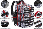 LHI Military Tactical Backpack for Men and Women 45L Army 3 Days Assault Pack Bag Large Rucksack with Molle System Black and white
