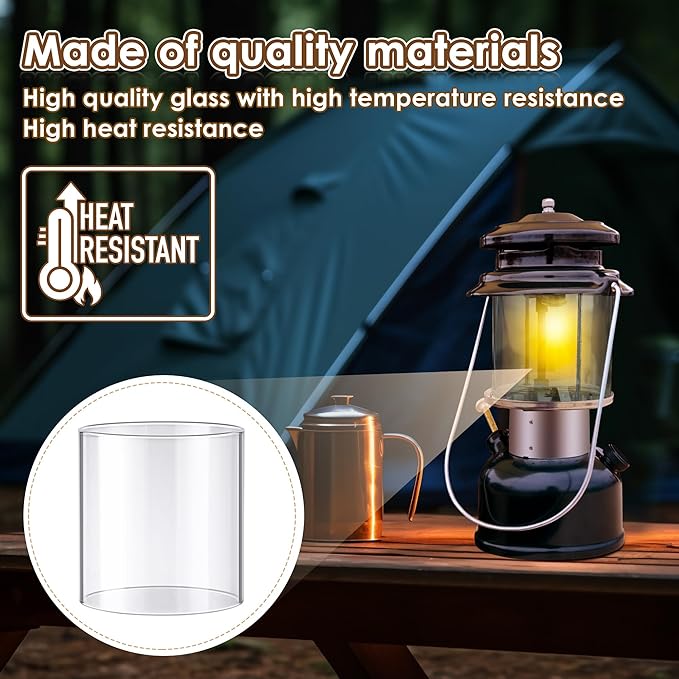 Propane Lantern Globe Glass Replacement Compatible with Coleman Fueled Lanterns, Standard Replacement Parts, Clear Lantern Mantles, Reusable Lantern Mantles Parts for Outdoor Camping Lantern
