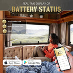 12V200Ah Bluetooth LiFePO4 Lithium Battery, Built-in 200A BMS, Max.2560W Load Power,10 Years Lifetime 8000+ Cycles Deep Cycle Battery for Trolling Motor, RV Camping, Off-grid Application