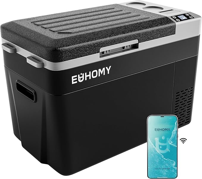 EUHOMY 12 Volt Refrigerator, 32QT(30L) PortableRefrigerator, Car Fridge Usable Battery, CarRefrigerator 12/24V DC 110-240V AC, Portable Freezer for Camping, Travel, Truck, Outdoor